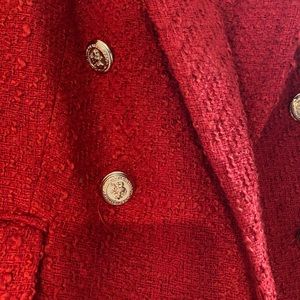 Zara red tweed blazer. Size large. Unworn.